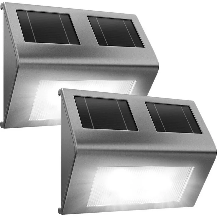 monzana LED Solarleuchte, Solarleuchte, 2er Set Hängend Solarlampe für Außen Edelstahl Wetterfest Wandleuchte