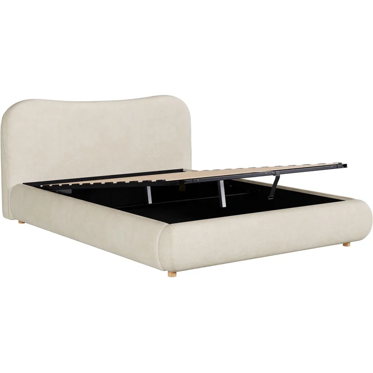 Polsterbett mit Bettkasten, Liegefläche 160×200 cm, hydraulisch, Chenille in Beige, ohne Matratze – Bild 10