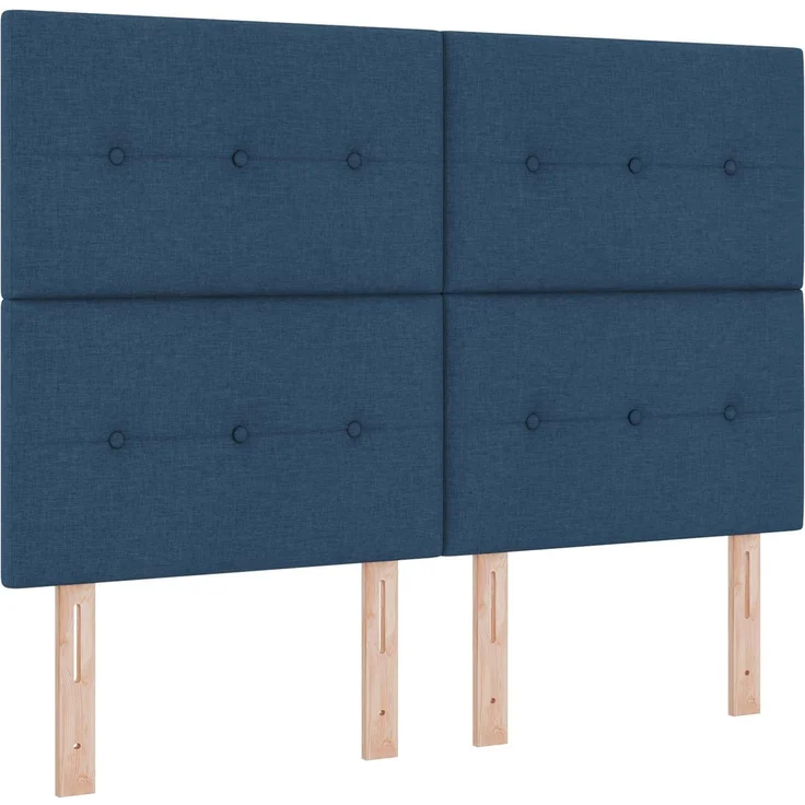 vidaXL Boxspringbett mit Matratze mit Kopfteil Blau 140 x 190 cm Stoff 3454140 – Bild 4