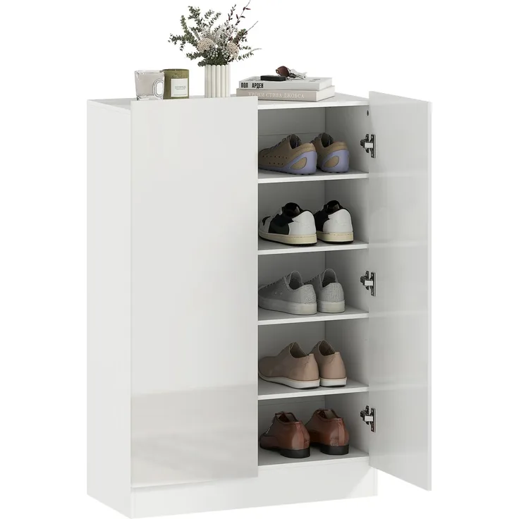 HOMCOM Schuhschrank, Spanplatte, MDF, Weiß, 72L x 34B x 103H cm