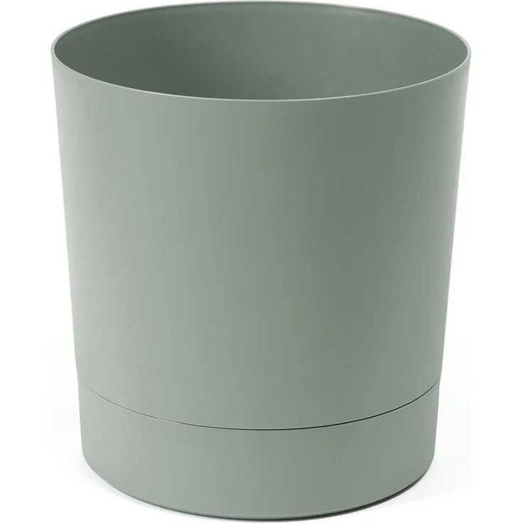 LAMELA Pflanzgefäß mit integriertem Untersetzer, Breite 17,5 cm – 2,5L – Grüner Blumentopf für Innen & Außen – Wetterfest & Pflegeleicht