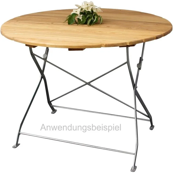 Klapptisch Holztisch Gartentisch Tisch,rund, Gestell verzinkt 100cm