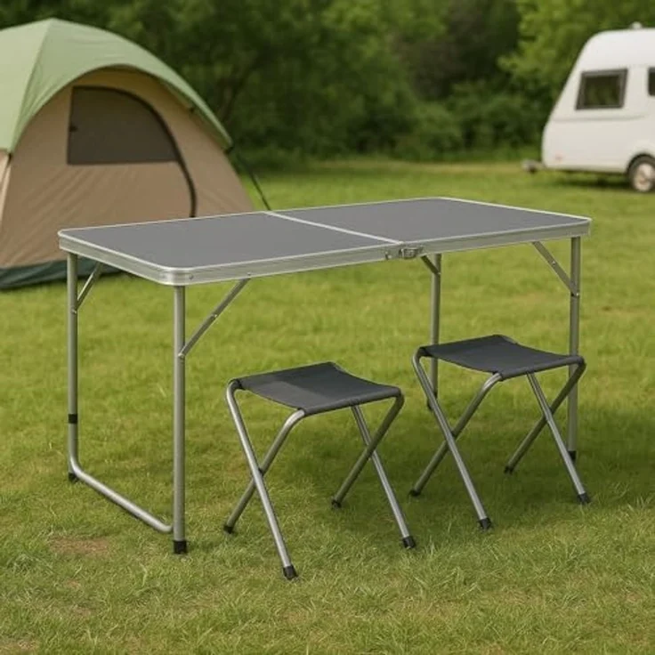 Greemotion Campingtisch mit Stühlen klappbar 4er Set [Faro] Klapptisch Reisetisch (1x Campingtisch, 4x Stühle), ultraleicht & faltbar (120x60x70 cm) – Bild 2