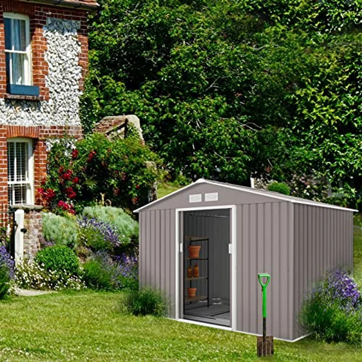 HATTORO S200 XXL Metall Gerätehaus grau Geräteschuppen Schuppen Gartenhaus – Bild 5