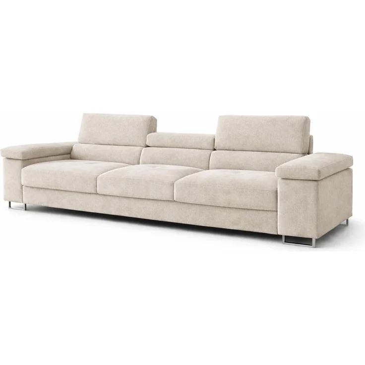 KRISAN MÖBEL Sofa ELIO in Beige, modernes Schlafsofa mit Schlaffunktion und verstellbaren Kopfstützen, 263 × 102 cm – Bild 1