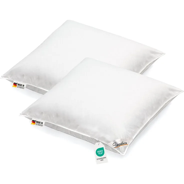 2 Stück Kopfkissen waschbar Allergiker Baumwollbezug 80x80