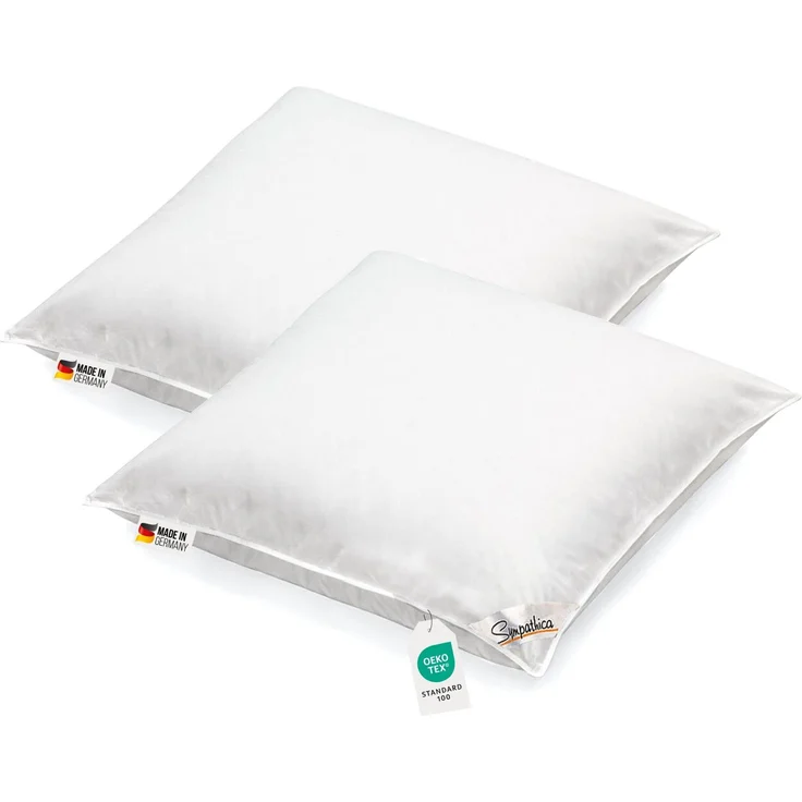 2 Stück Kopfkissen waschbar Allergiker Baumwollbezug 80x80 – Bild 1