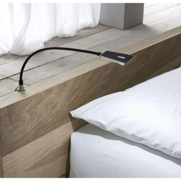 SO-TECH LED Bettleuchte Luminoso Schwarz, dimmbare Schwanenhals Leuchte mit 2 W, warmweiß, 30 LEDs, inkl. Netzteil und Montagematerial