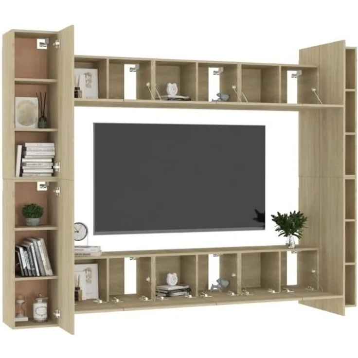 vidaXL 10-tlg. TV-Schrank-Set Sonoma-Eiche Spanplatte [3078967]