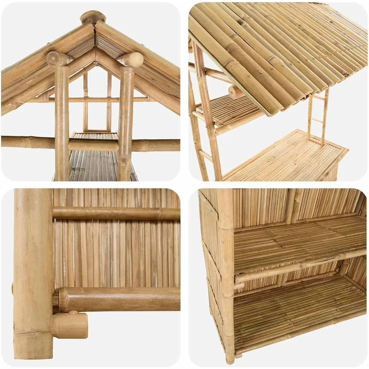 vidaXL Outdoor Bartisch Natur 115 x 95 x 214 cm Bambus 42028064 – Bild 6