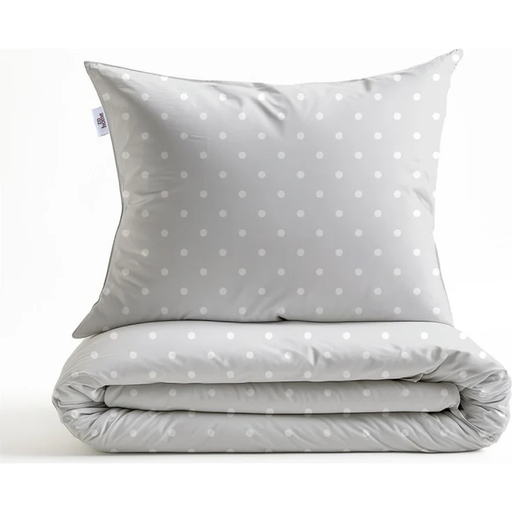 Zo! Home Cotton Bettwäsche 155x220 Punta di Cotone Stone Grey Punkte silber – Bild 1