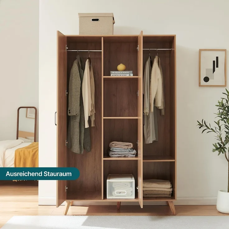 Kleiderschrank Norg 191x120x52 cm 2 Türen 5 Fächer Eicheoptik [en. casa] – Bild 5