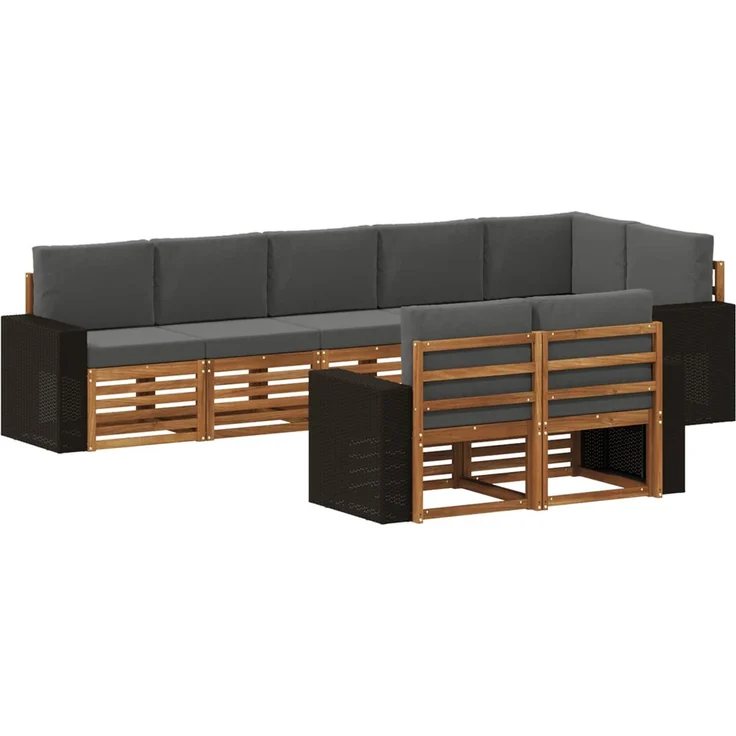 vidaXL Outdoor-Sofagarnitur 8 stk. 8-Sitzer Natur und Anthrazit 3384513 – Bild 2
