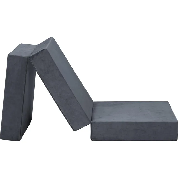 Badenia Trendline Faltbare Gästematratze XXL mit weichem Mikroplüsch Bezug, Komforthöhe von 15cm, 196 x 65 x 15,5 cm Liegefläche, anthrazit