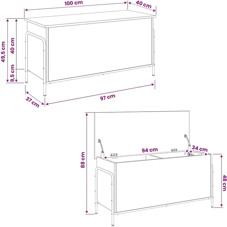 vidaXL Aufbewahrungsbox Artisan-Eiche 80 x 40 x 49,5 cm Holzwerkstoff 8013685 – Bild 8