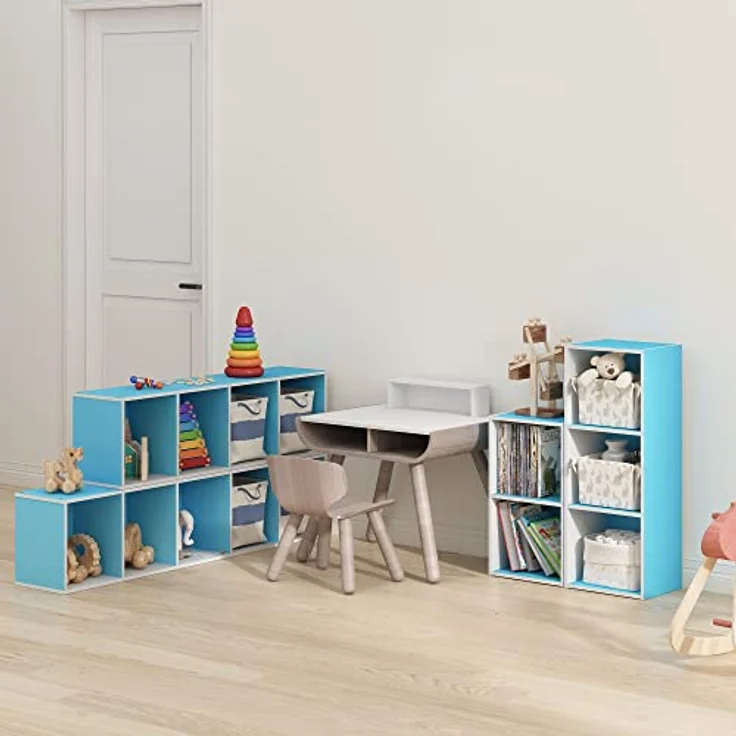 Furinno Pasir 2-stufiges Bücherregal mit offenem Regal, Hellblau/Weiß – Bild 3