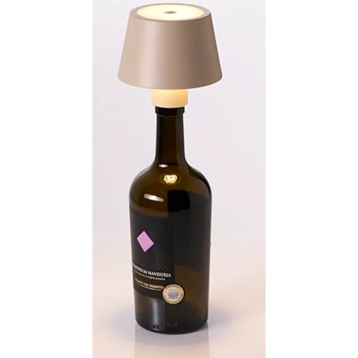 Northpoint LED Akku Tischlampe Flaschenlampe mit Touchsensor, warmweißes Licht (3000K), beige, stufenlos dimmbar, IP54, USB-C Ladeanschluss – Bild 6