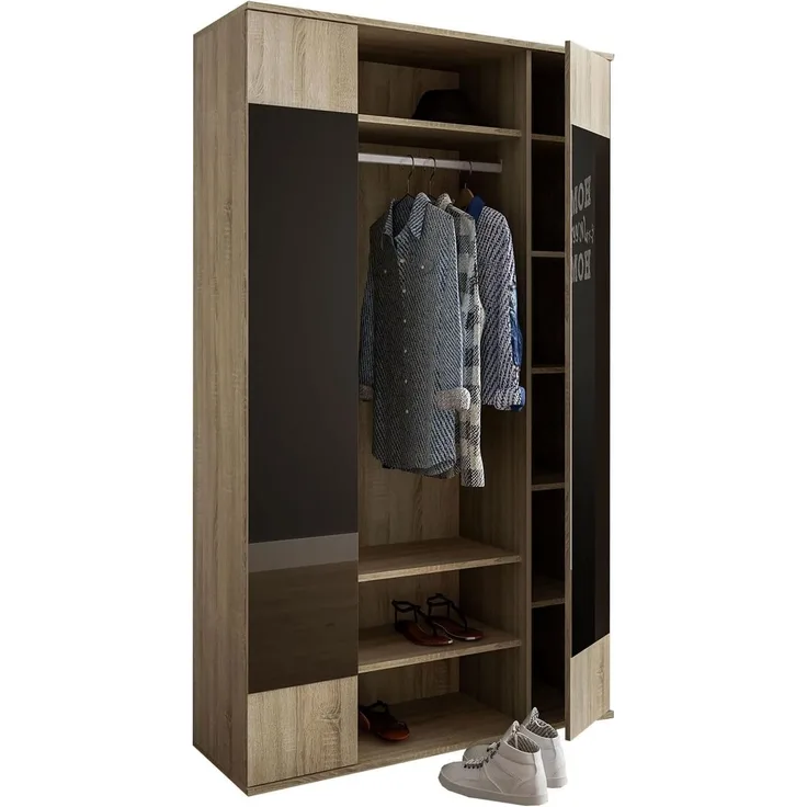 Garderobe Kompaktgarderobe Flurgarderobe 115x40x195cm sonoma eiche Spiegel