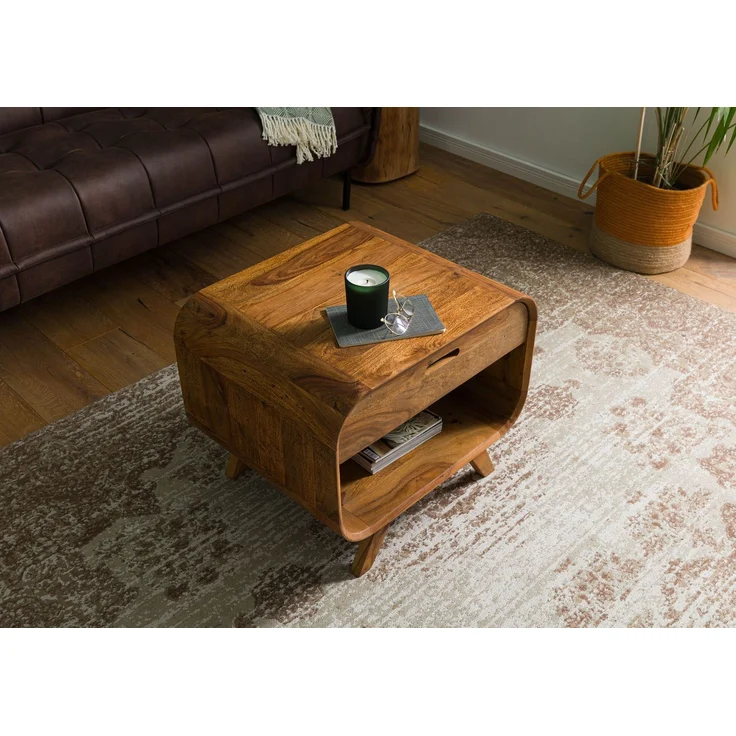 Couchtisch Sheesham 60x50x50 hellbraun lackiert MAILAND #130 – Bild 2