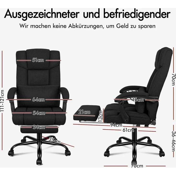 Bürostuhl Hochlehner 150Grad Netzgewebe Boss Schwarz Leinen BOSS Serie – Bild 2