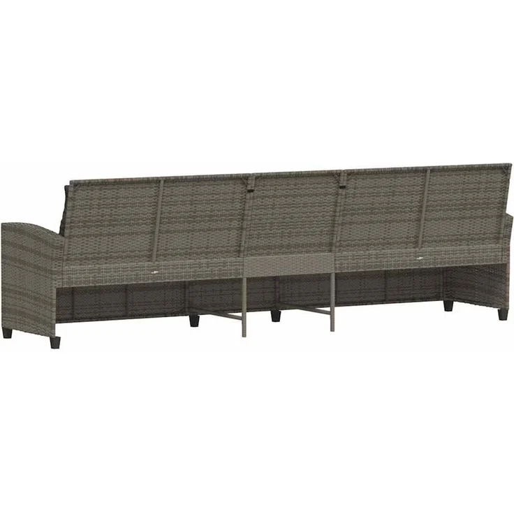 vidaXL Gartensofa 5-Sitzer mit Kissen Grau Poly Rattan 4104114 – Bild 5