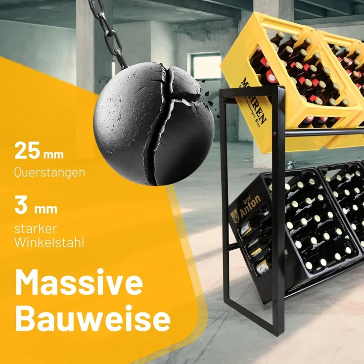 D&D Living® Getränkekistenregal | Massives Getränkeregal freistehend & stabil - Regal für 6 Getränkekisten aus Metall – Bild 4