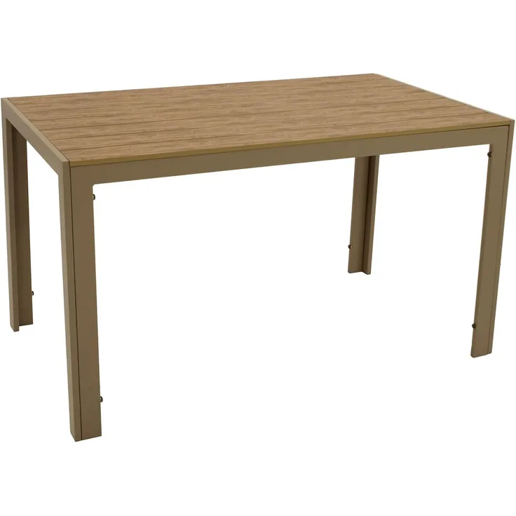 DEGAMO SORANO Gartentisch, Alu + Kunstholz, champagnerfarben/braun, 125x70cm