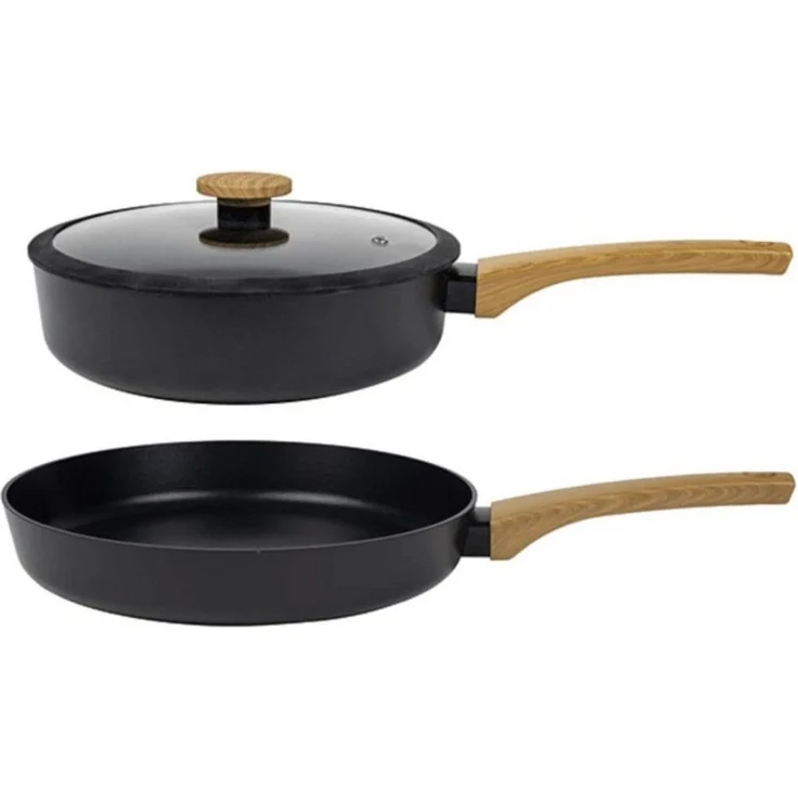 SABATIER International Schmorpfanne Pfannenset Induktion Topfset Schmorpfanne 24cm Pfanne 28cm 3tlg, Edelstahl (2-tlg), ALUGUSS Spülmaschinenfest, Pfannen Set – Bild 1