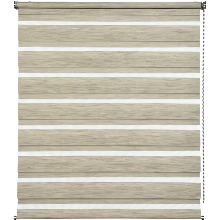 GARDINIA Doppelrollo de luxe, Duo-Rollo, Seitenzugrollo, Transparente und blickdichte Streifen, Verstellbar, Cappuccino-melange, 50x180 cm