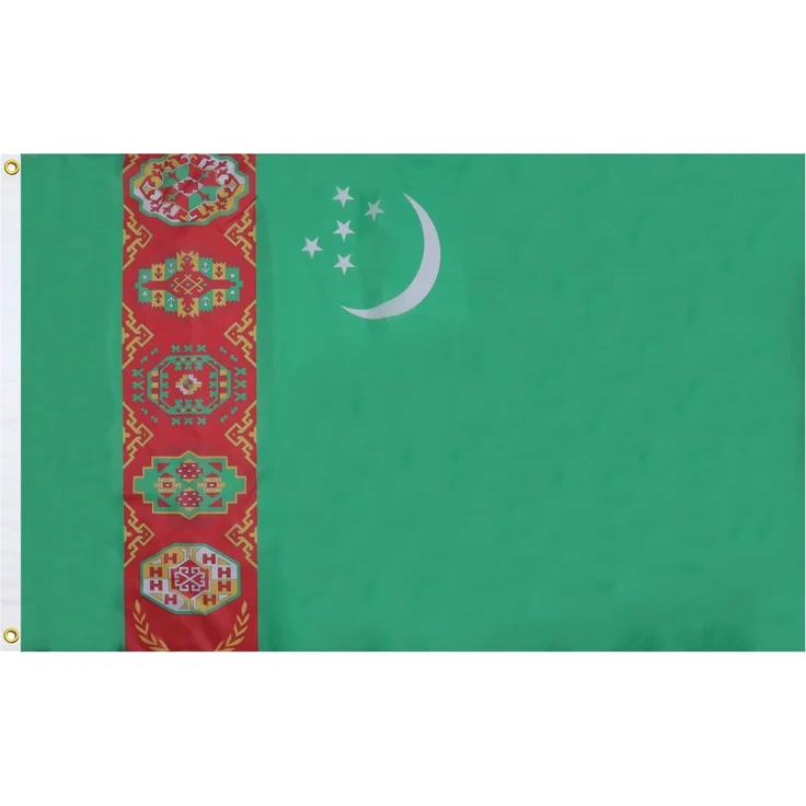 AZ FLAG - Flagge Turkmenistan - 90x60 cm - Turkmenische Fahne 100% Polyester mit Messing-Ösen - 50g