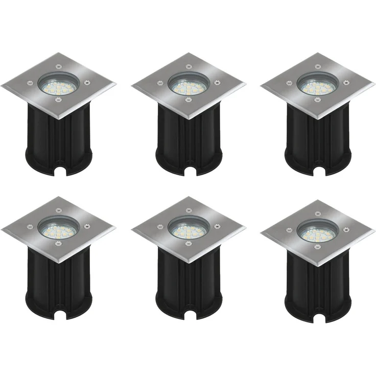 6er-Set LED-Bodeneinbaustrahler Outdoor, eckig, befahrbar, max 800 kg Last, IP65 – Bild 1