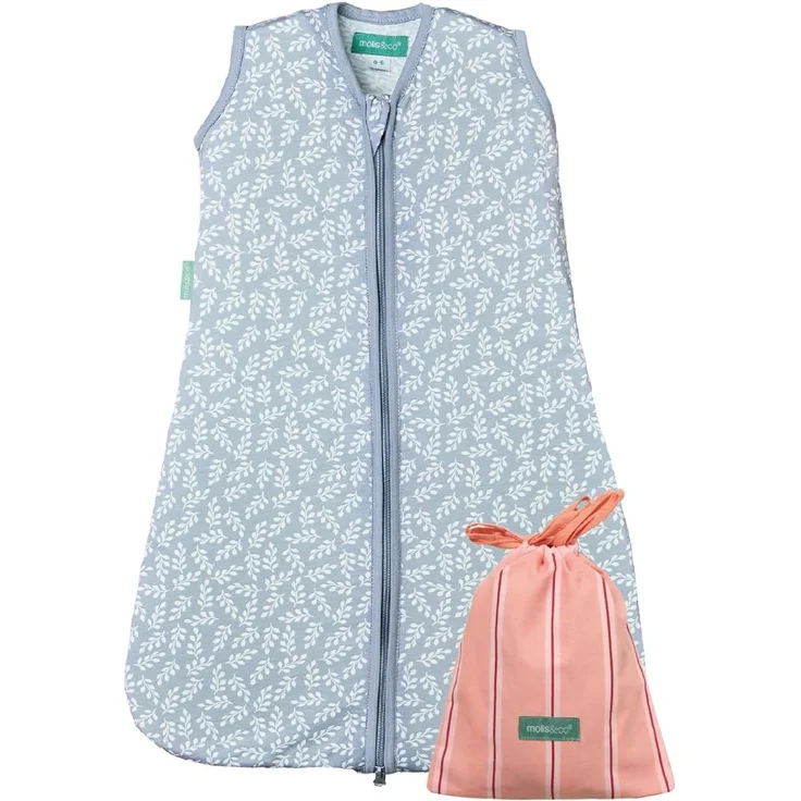 molis&co. Baby-Schlafsack. 0.5 TOG. Größe: 95 cm (18-36 Monate). Ideal für den Sommer. Blue Garden. 100% Baumwolle (Oeko-TEX 100).