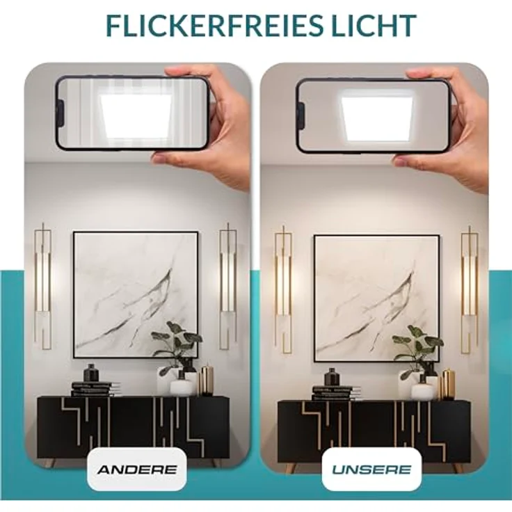 LUXULA LED Deckenleuchte eckig 62cm - 36W, 4000K Neutralweiß, 3600lm - LED Panel 62x62cm inkl. 230V Netzteil - Flache Deckenlampe für Wohnzimmer, Schlafzimmer, Küche, Büro - 62x62x6,4cm – Bild 4