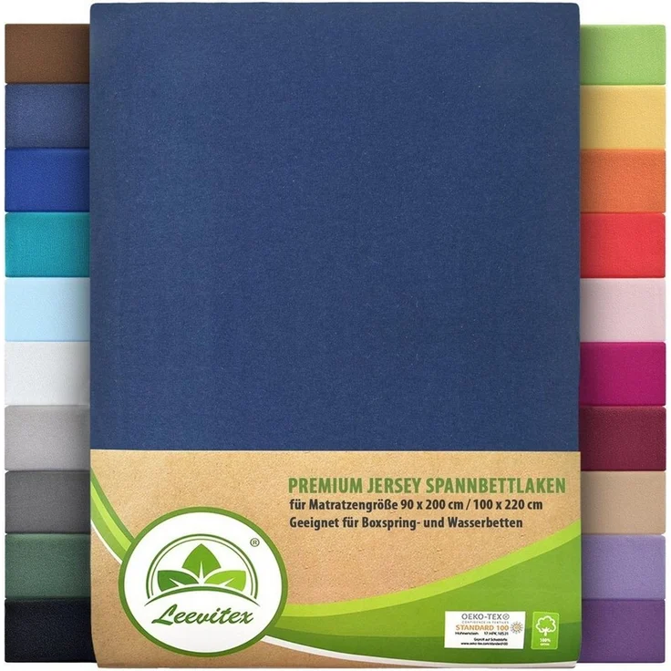 leevitex® Spannbettlaken Spannbettlaken Premium Elasthan, Gummizug: rundum, blickdicht, Anti-Pilling, 97% Baumwolle, 3% Elasthan, 40 cm Steg – Bild 5