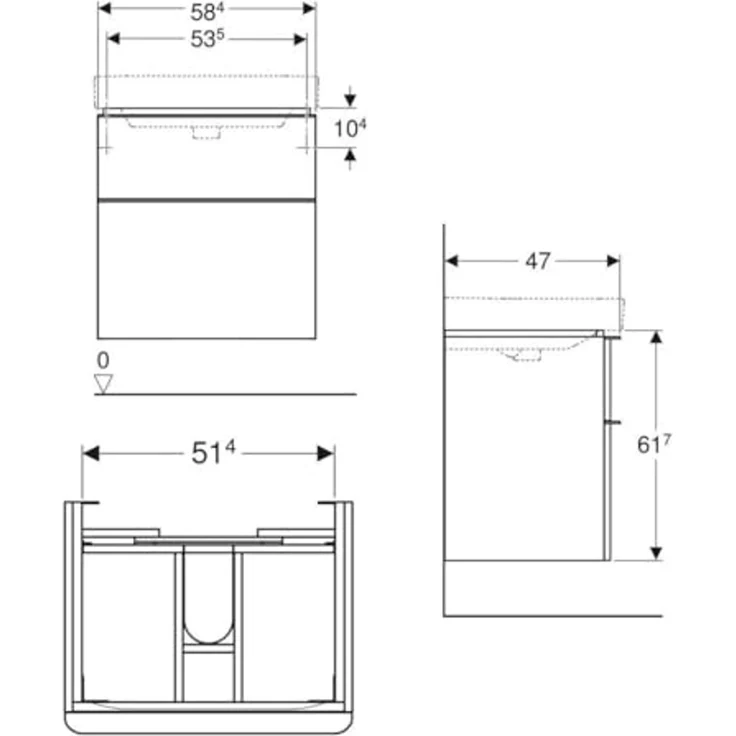 GEBERIT SMYLE SQUARE Waschbeckenunterschrank 58,4 cm breit, Weiß – Bild 2