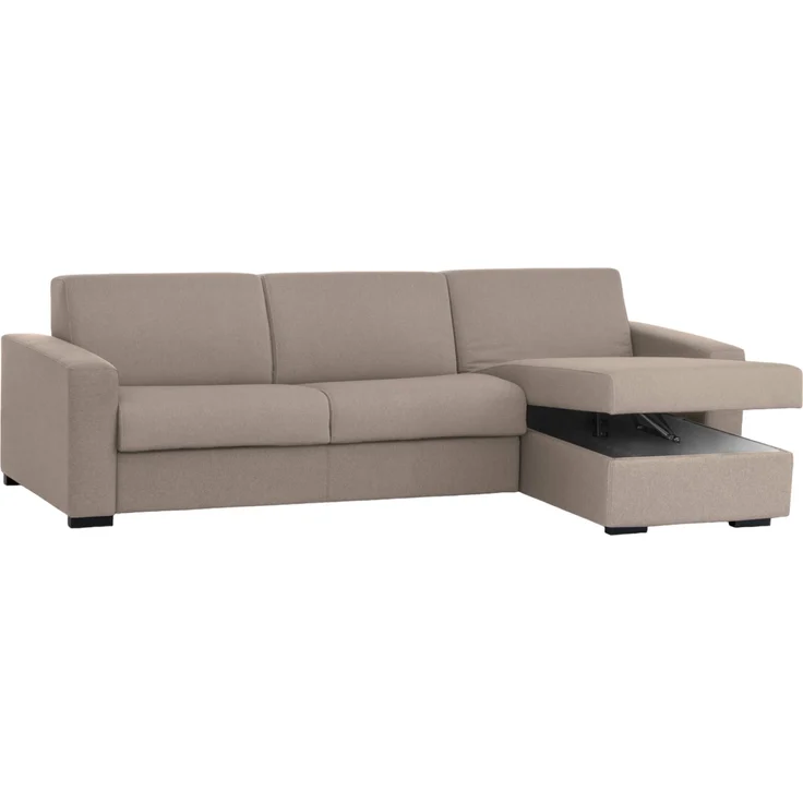 Dmora Sofa mit Halbinsel Azechiele, Ecksofa, Halbinsel mit umkehrbarem Stauraum, schmale Armlehnen, 100 % Made in Italy, 260 x 95 x 90 cm, Taupe – Bild 6