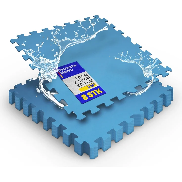 Pool-Bodenschutzmatte, Unterlegmatte zum Schutz ihres Pools, 8 Stück ( 50x50x0,4 cm ) - 2m² - Robustes Stecksystem beliebig erweiterbar Blau 50x50cm (8 Stück - 2m²) – Bild 1