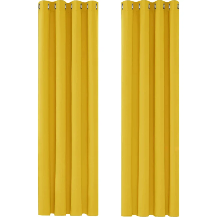 Deconovo Verdunkelungsgardine mit Ösen Gardinen Wohnzimmer Vorhang Blickdicht dicke Thermogardine Kälteschutz warm Hitzeschutz, 280x140 cm(HöhexBreite), Senfgelb, 2er Set – Bild 1