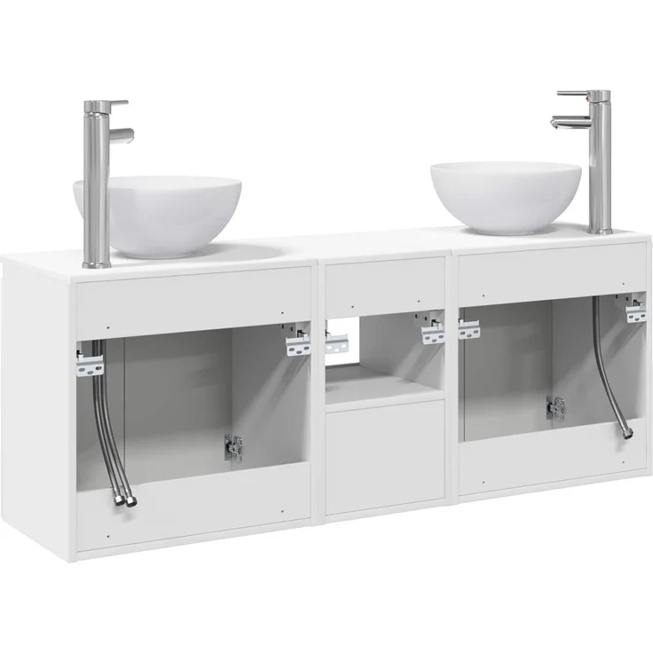 vidaXL Wandmontiertes Badezimmerschrank-Set 3 stk. Weiß 3405617 – Bild 8