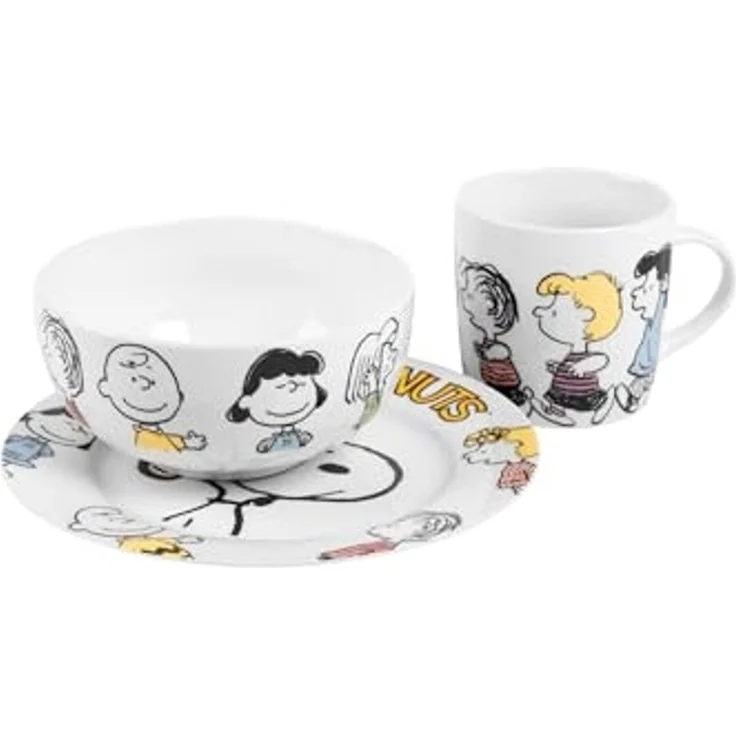 United Labels® Frühstücks-Geschirrset Peanuts Snoopy - Family - Set, 3-tlg, 1 Personen, Porzellan – Bild 2