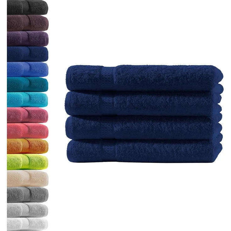 4X Handtuch | Navy | 100% Baumwolle Frottier | Oeko-TEX® Standard 100 | Premium Qualität 500 g/m²