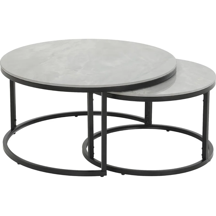 Couchtisch Luis - Marmoroptik Grau / Schwarz - 2-teilig – Bild 1