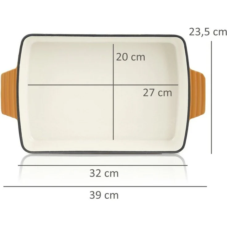 Mahlzeit Auflaufform Gusseisen Auflaufform eckig 3,8 Liter, Sunny Orange, Induktion, Gusseisen – Bild 3