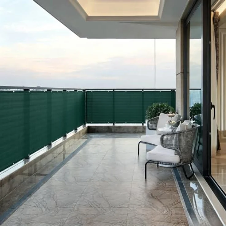 Sekey Balkon Sichtschutz HDPE 220g/m² | Wetterfest & Schnelltrocknend | Lichtdurchlässig & Blickdicht | 120x600cm, Grün – Bild 2