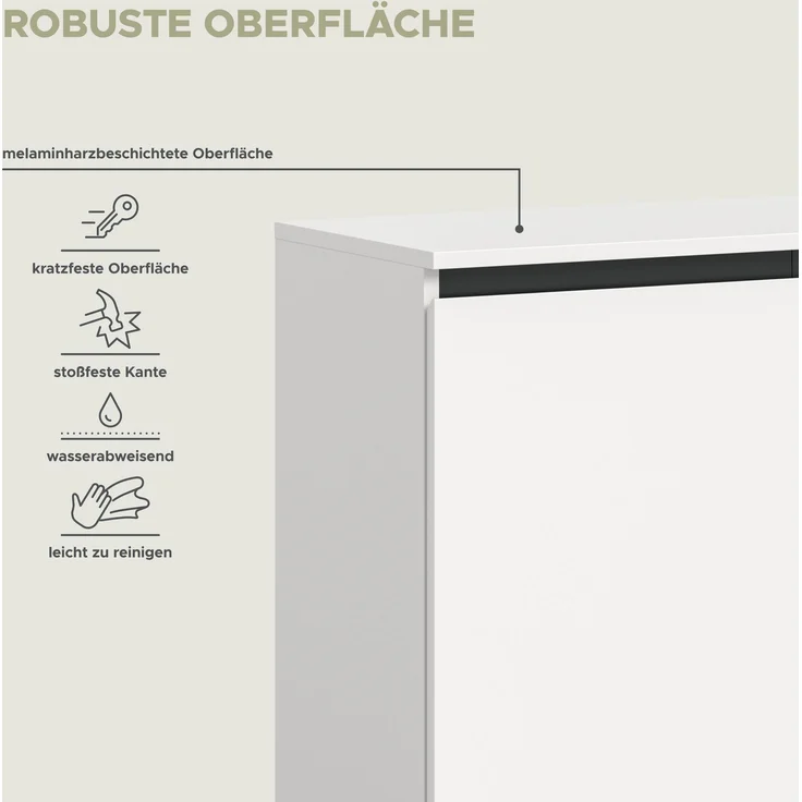 Kommode B/H/T: 80x99x36 cm in weiß Melamin und schwarz – Bild 7