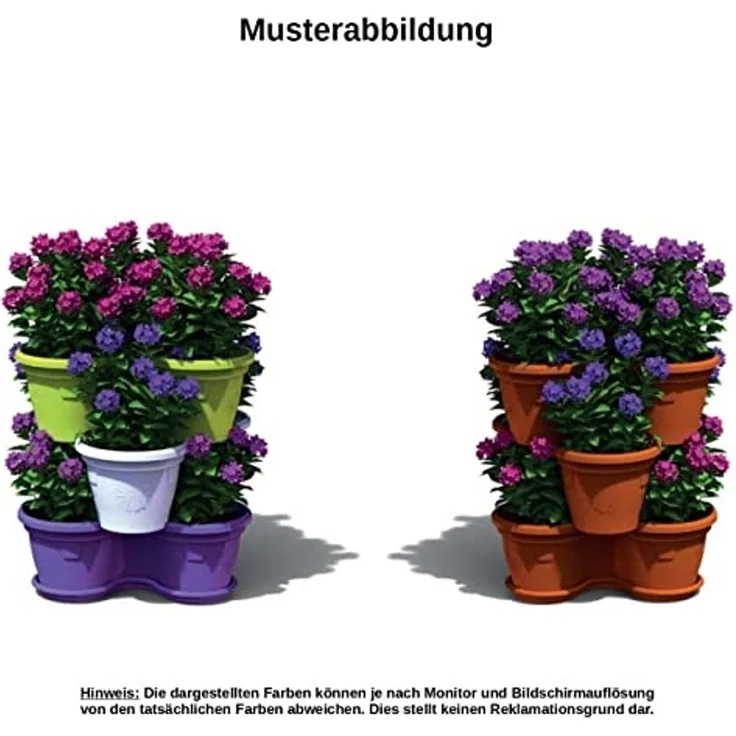 Engelland Blumenständer Säulentopf, Hochbeet, Kräuterbeet (Vorteils-Set, 5 St, 11 Liter Fassungsvermögen je Ebene), fallsicher, UV-beständig, stapelbar, platzsparend, robuster Kunststoff – Bild 2