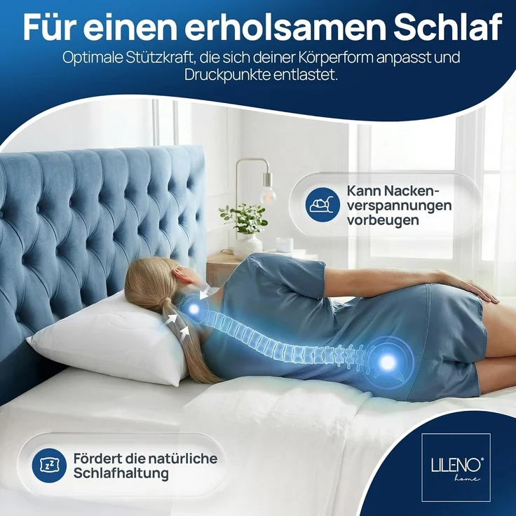 LILENO HOME Allergiker Kopfkissen 40x80 (4er Set) – 95°C waschbar, Oeko-Tex & Made in DE – Kissen 40x80 anpassbar für himmlischen Schlaf – Haut schmeichelndes & geruchsfreies Pillow – Bild 6