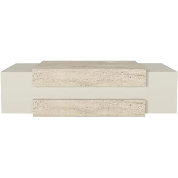 moebel17 Couchtisch Nora, Beige, Holzwerkstoff, Granitoptik, Rechteckig, 110x57x31 cm, mit 2 Regalfächern für zusätzlichen Stauraum – Bild 8