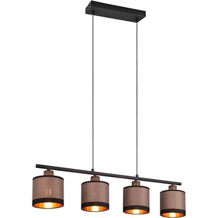 Reality Pendelleuchte Davos, 4-flammig, Schwarz Matt, 75 cm x 12 cm, elegante Textilgestaltung, energiesparend mit LED-Leuchtmitteln