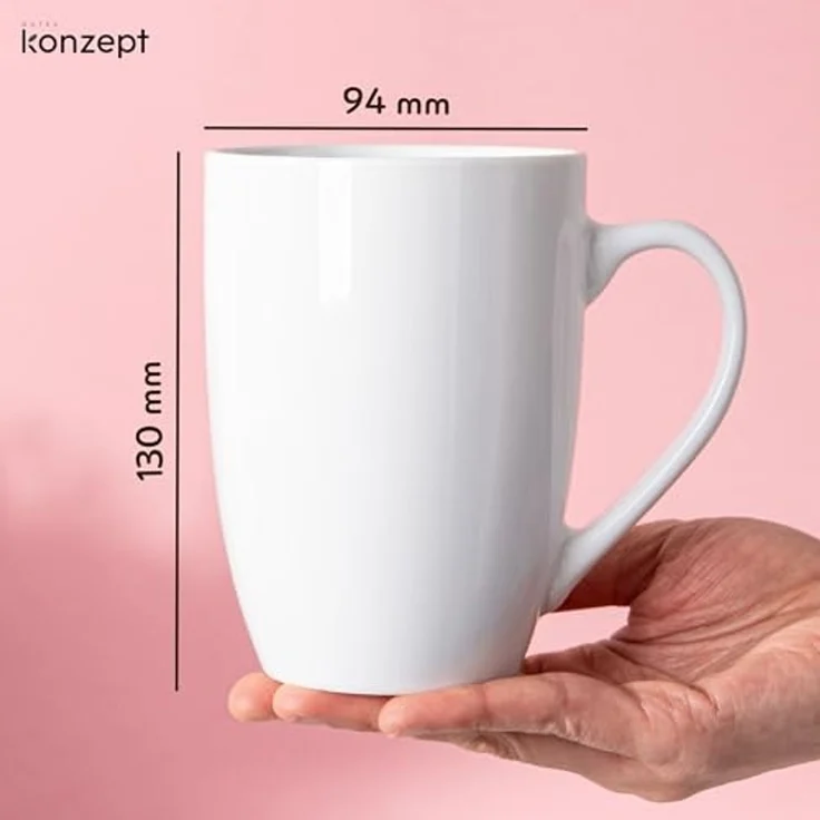 KONZEPT Becher Große Kaffeebecher 500ml (2er-Set) – Becher aus hochwertigem Porzellan, 2-tlg, stilvoll für Kaffee, Tee & Heißgetränke – Bild 2